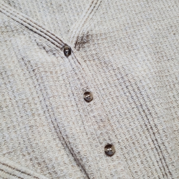 Out From Under Waffle‎ Knit Oversized Top Womens Medium Button up Tie Front Boho - Picture 6 of 12